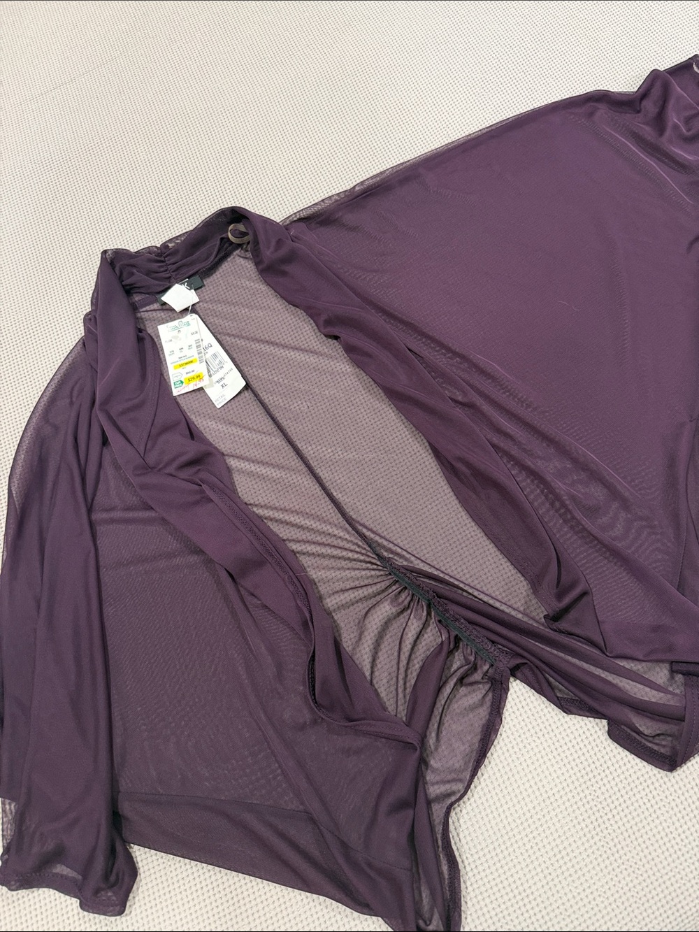 MSK Sheer Draped Kimono Robe - Plum